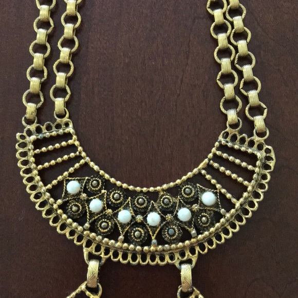 Vintage Goldette-style 1960s necklace white stones - Picture 8 of 16